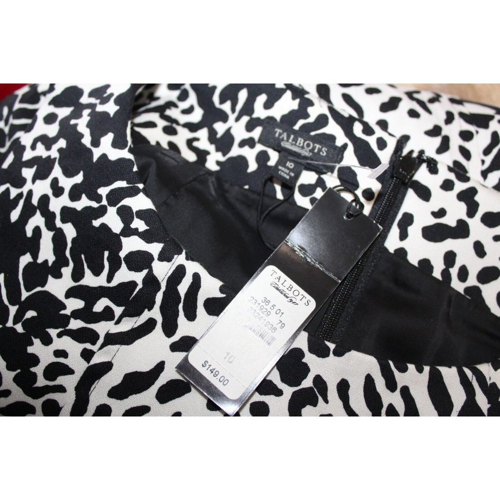 NWT Talbots $149 Womens Black White Animal Print Sleeveless Dress 10 - Picture 6 of 6